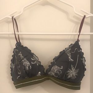 H&M- Grey/Green Printed Triangle Bikini Top